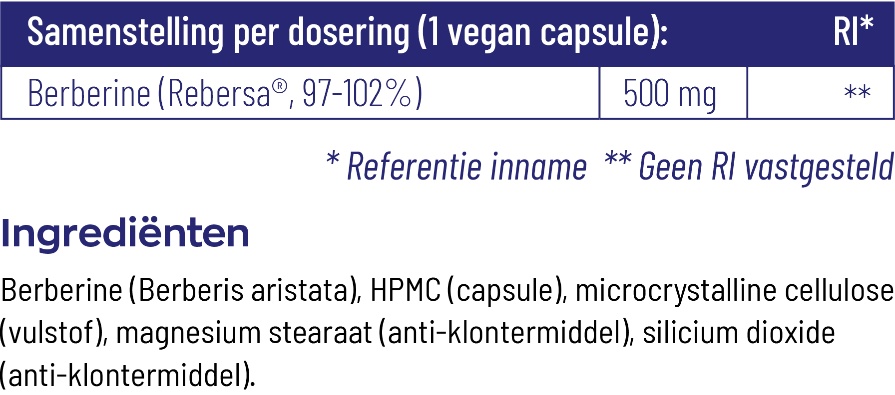 Vitakruid Berberine 500 Rebersa® 97-102% Berberine Zouten (60 vega capsules) - image 4