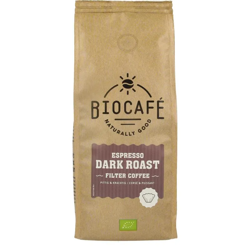 Biocafé Filterkoffie espresso dark roa st bio (250 gr)