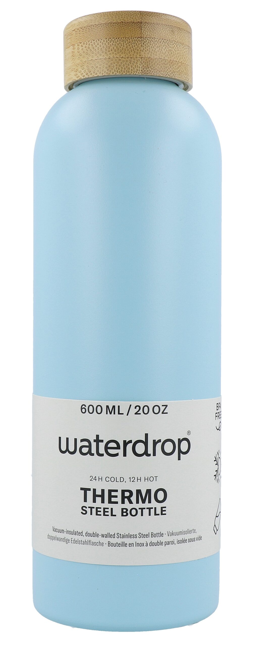 Waterdrop Drinkfles Roestvrijstaal Pastel Turquoise Matt (600 ml)