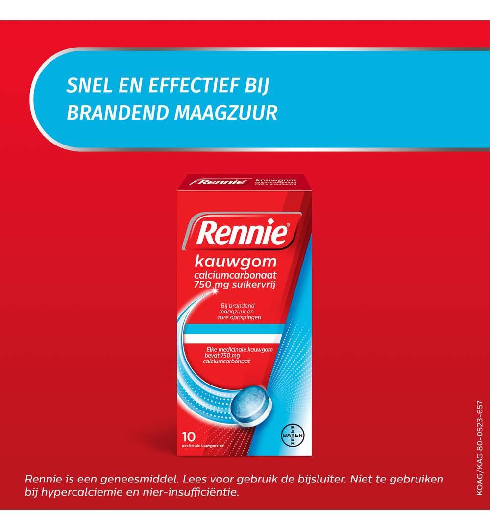 Rennie Kauwgom suikervrij 750mg (10stuks) - image 3