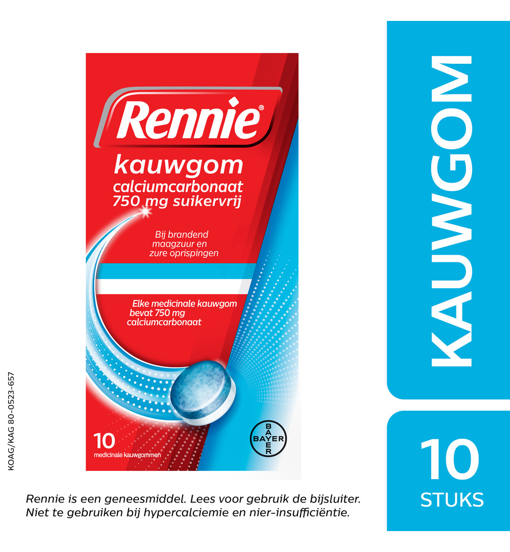 Rennie Kauwgom suikervrij 750mg (10stuks) - image 4