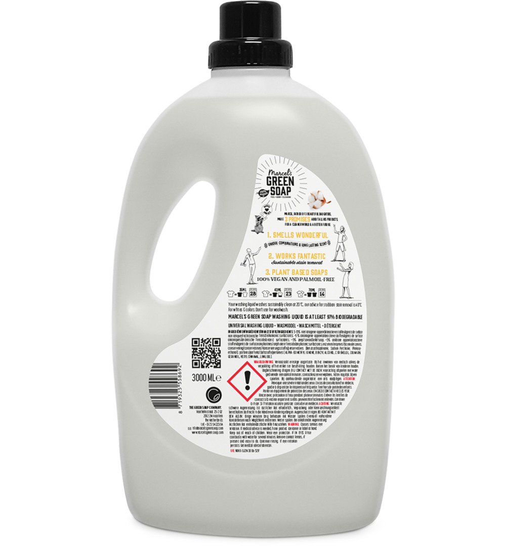 Marcel's Green Soap Wasmiddel Universeel Vanille & Katoen (3000 ml)