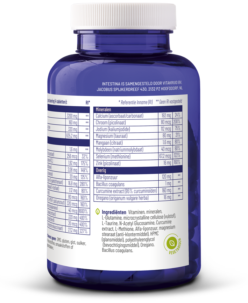 Vitakruid Intestina Darmformule Oa L-Glutamine Probiotica (120 tabletten) - image 2