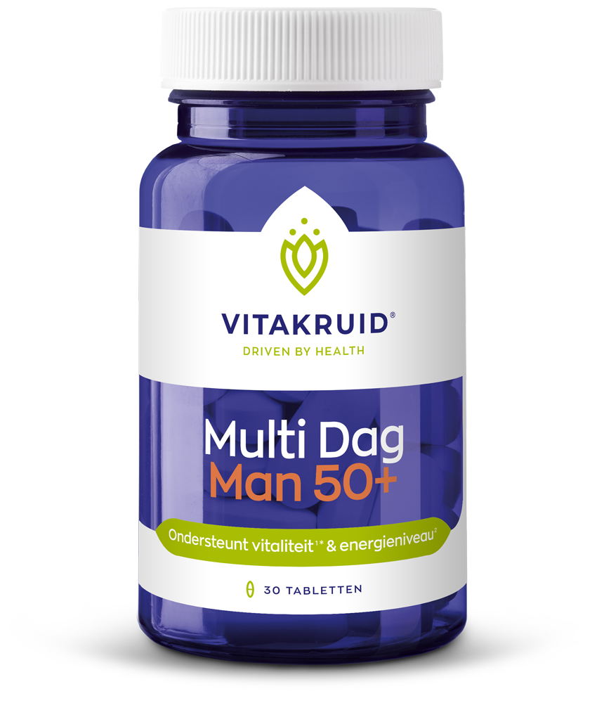 Vitakruid Multi Dag Man 50+ 100% Vegan (30 tabletten)