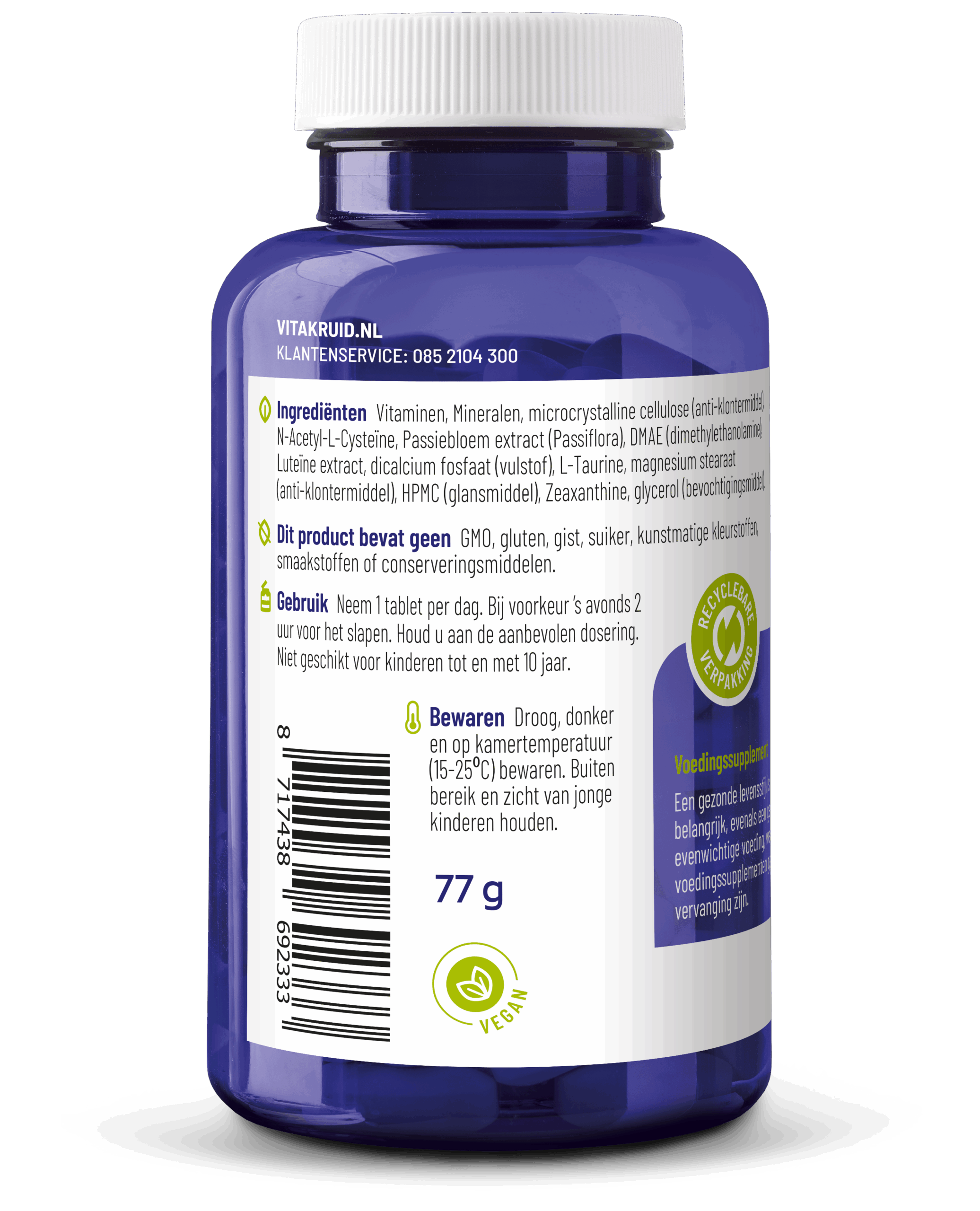 Vitakruid Multi Nacht Man 50+ 100% Vegan (90 tabletten)