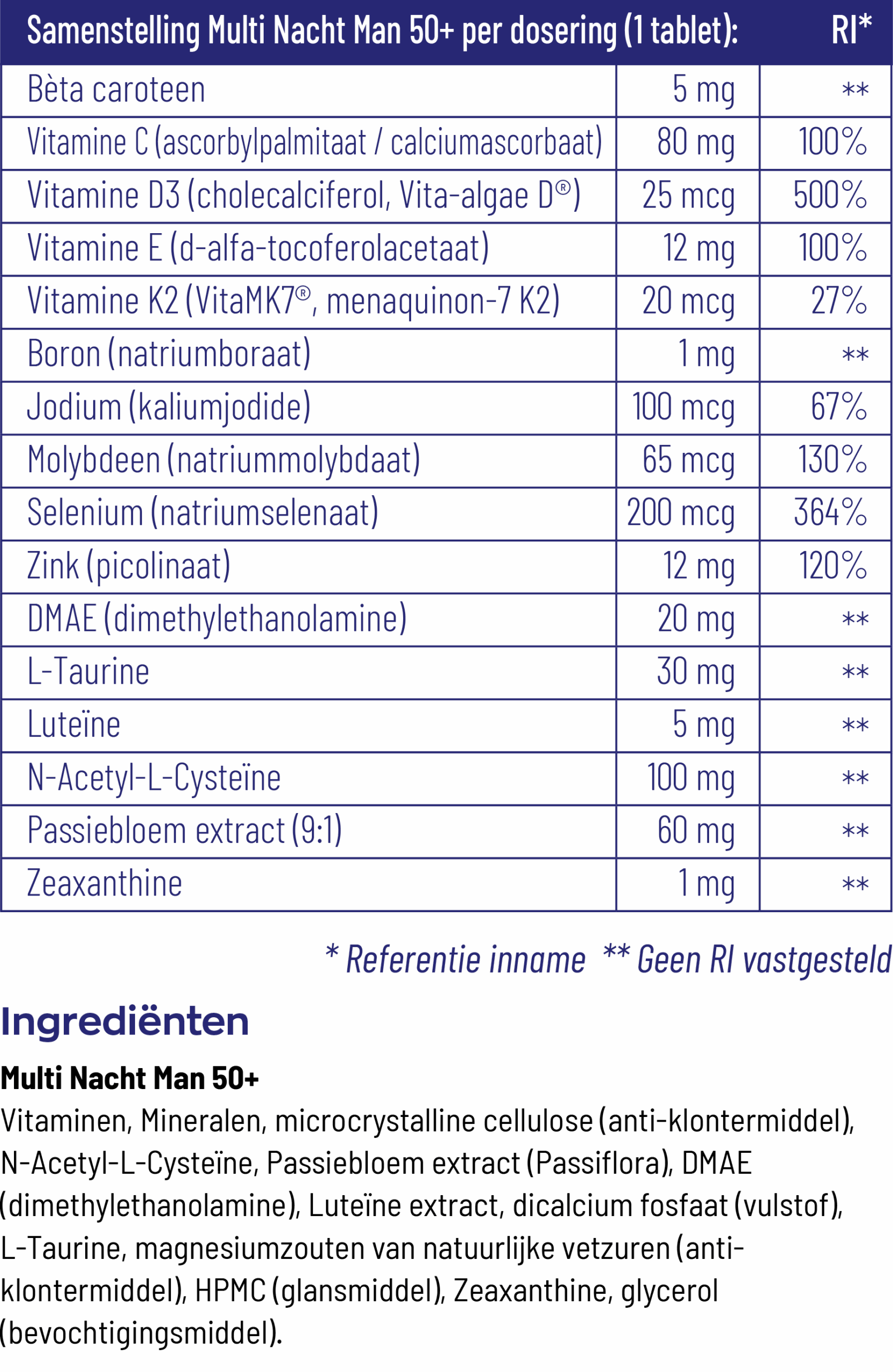 Vitakruid Multi Nacht Man 50+ 100% Vegan (90 tabletten) - image 3