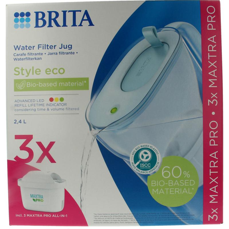 Brita Waterfilterbundel cool powder blue + 3 filters (1 stuk)