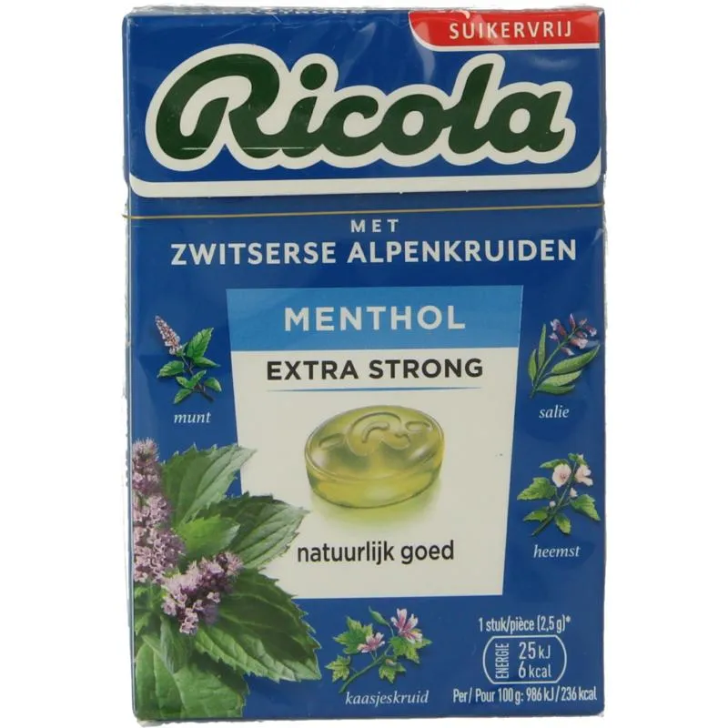 Ricola Menthol extra strong suikervri j (50 gr)
