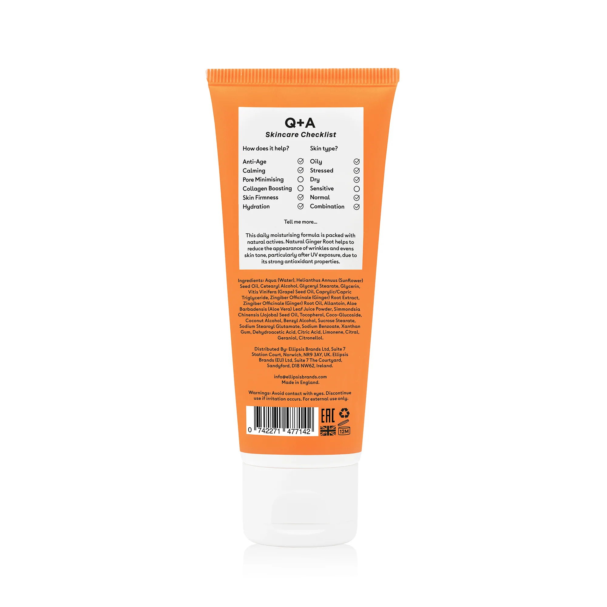 Q+A Ginger Root Daily Moisturiser (75 ml)