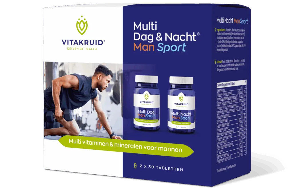 Vitakruid Multi Dag & Nacht Man Sport 100% Vegan (2 X 30 tabletten)