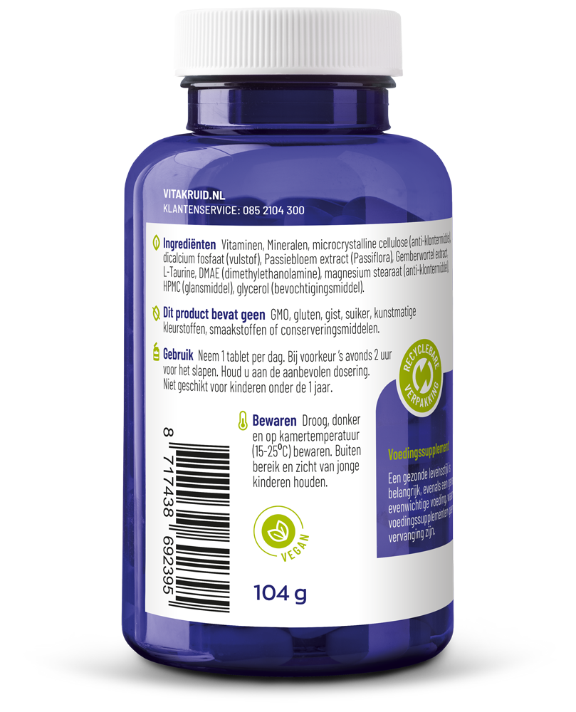 Vitakruid Multi Nacht Man Sport 100% Vegan (90 tabletten)