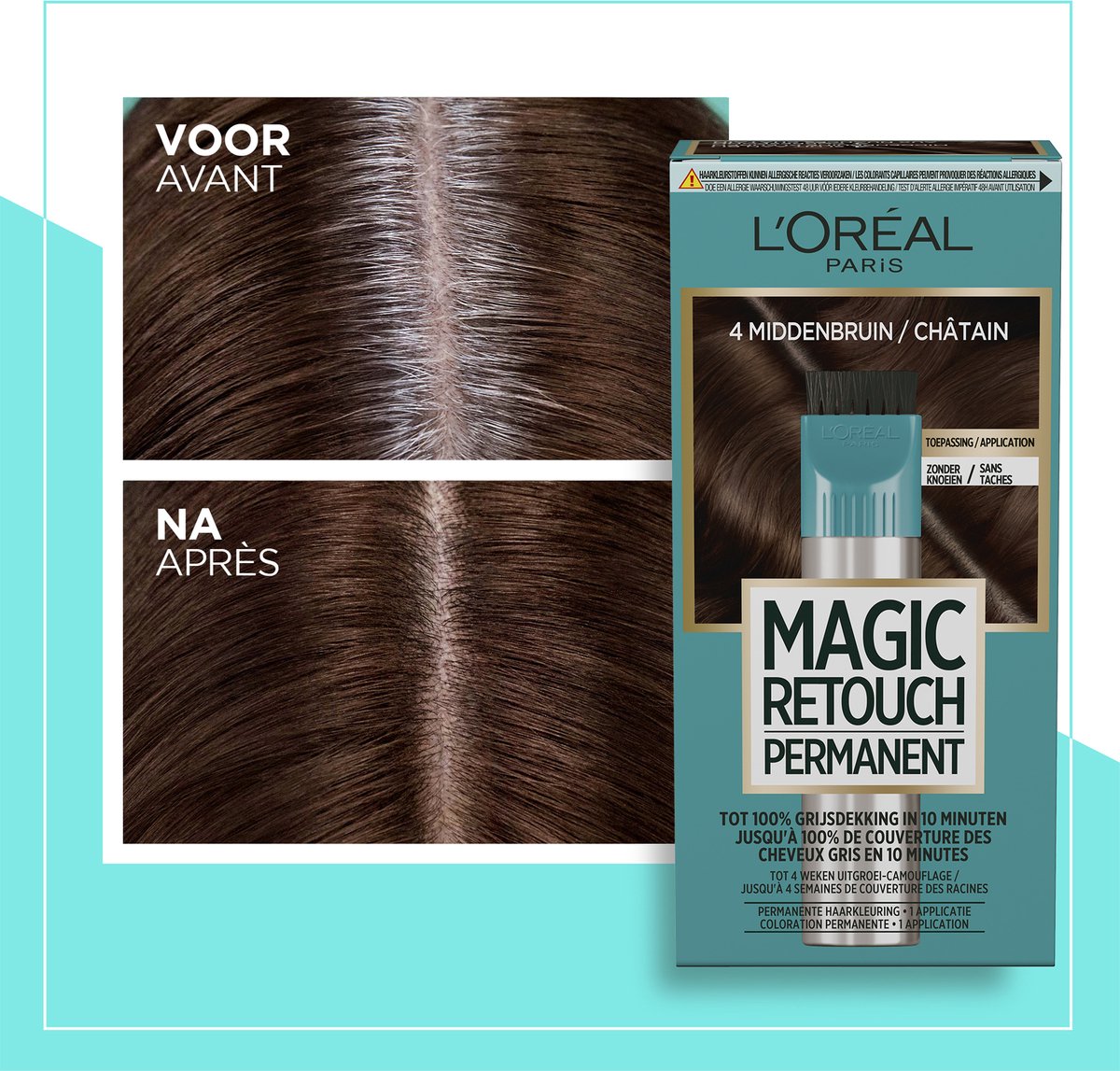 Loreal Paris Magic Retouch Permanente Haarkleuring nr 4 Middenbruin (1 stuk)