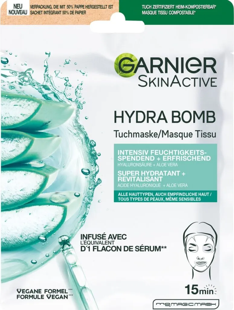 Garnier Skinact hydraterende bomb tissuemasker (1 stuk)