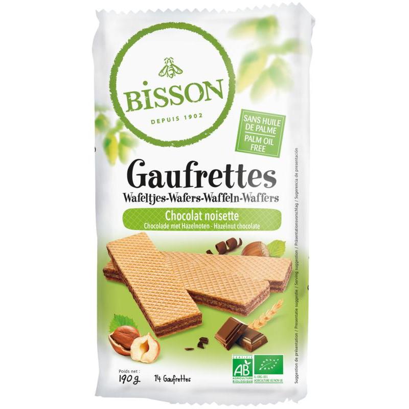 Bisson Wafels choco hazelnoot bio (200 gr)