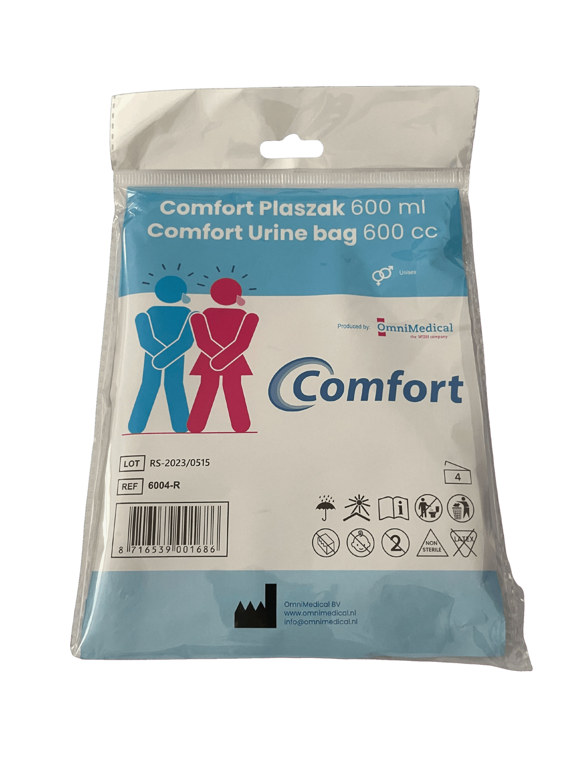 Comfort Plaszak 600ml wegwerp retail (4 stuks)