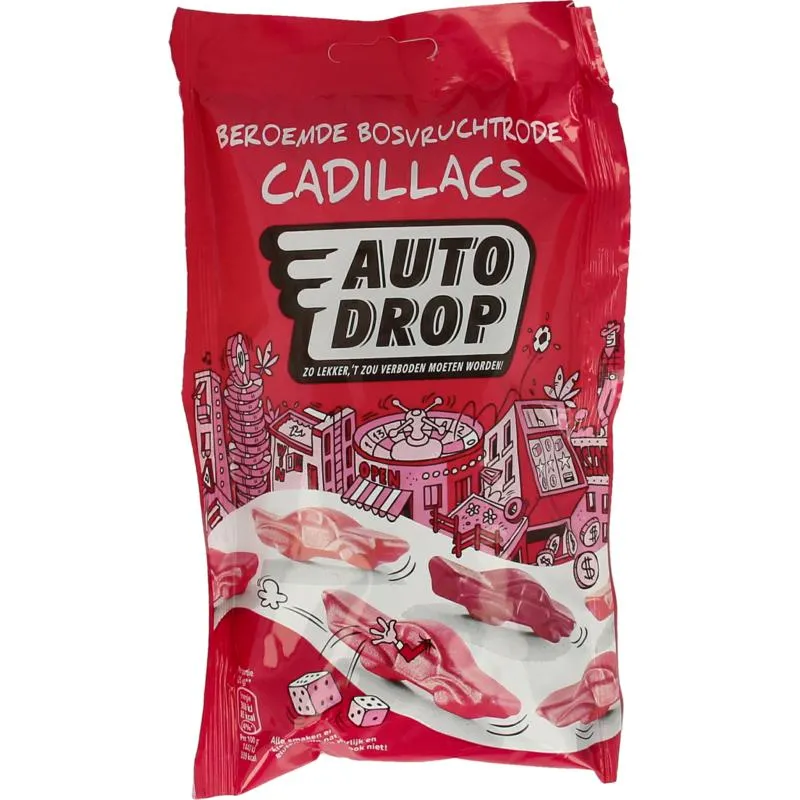 Autodrop Rode Cadillacs Bosvruchten (150 gr)