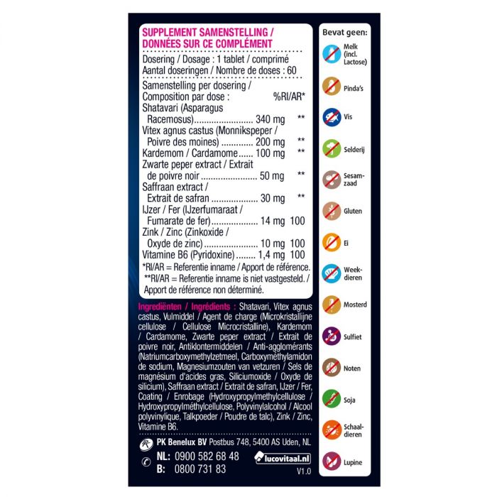 Lucovitaal Vrouw Hormoonhuishouding (60 tabletten)