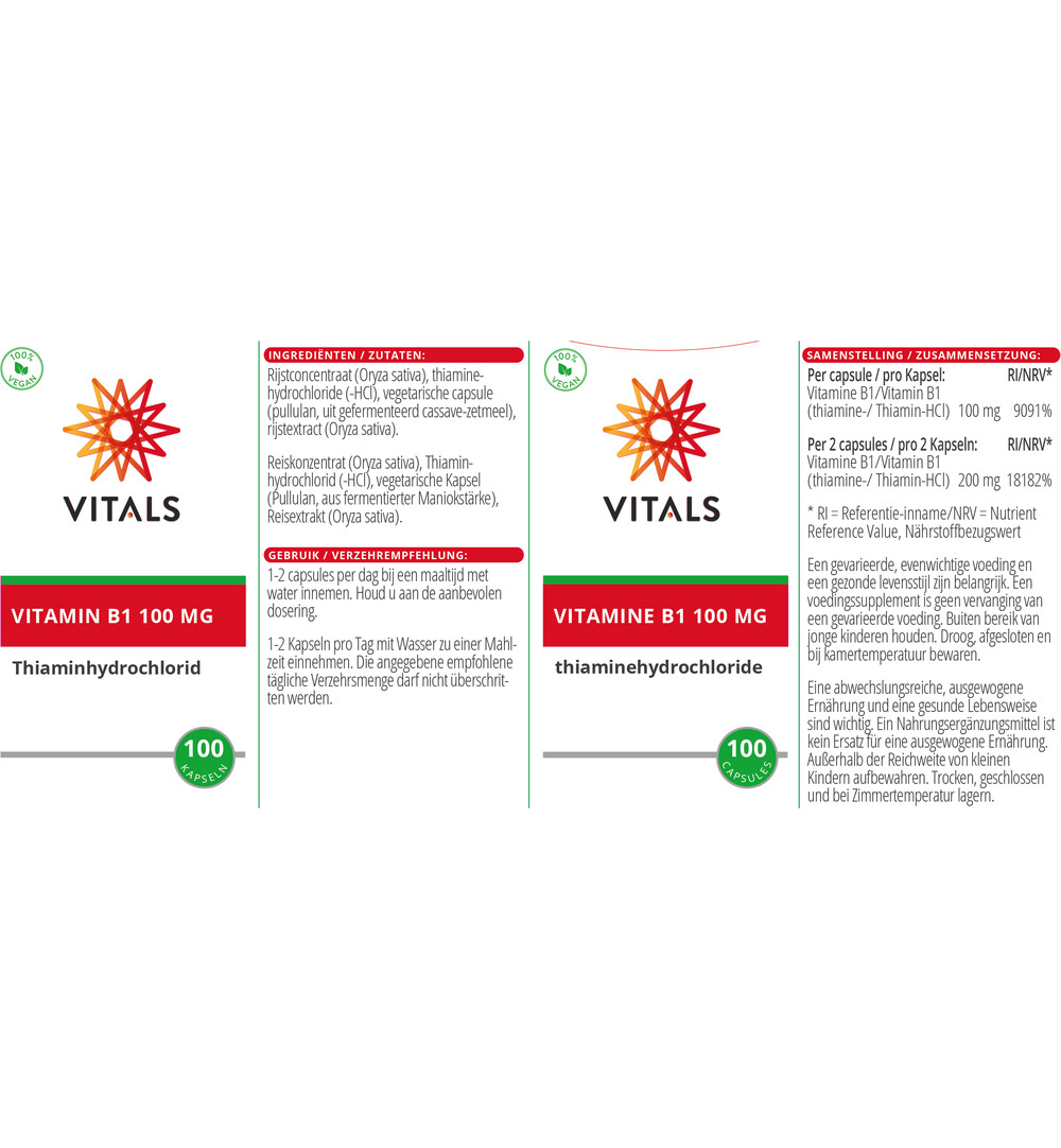 Vitals Vitamine B1 100 mg (100 capsules) - image 3
