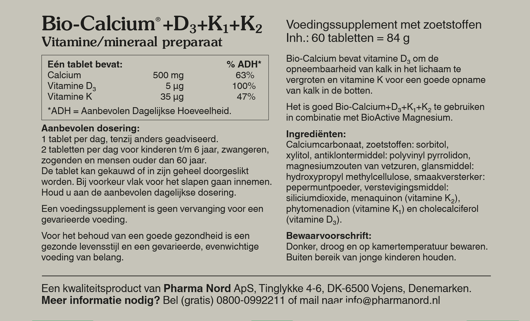 Pharma Nord Bio Calcium & D3 & K1 & K2 (60 tabletten)