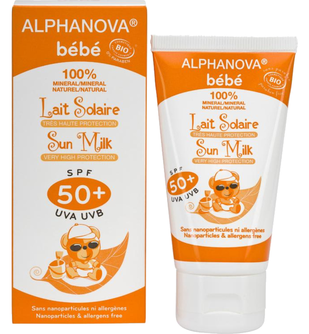 Alphanova Sun Sun zonnebrand milk baby SPF50 zonder parfum (50 gr)