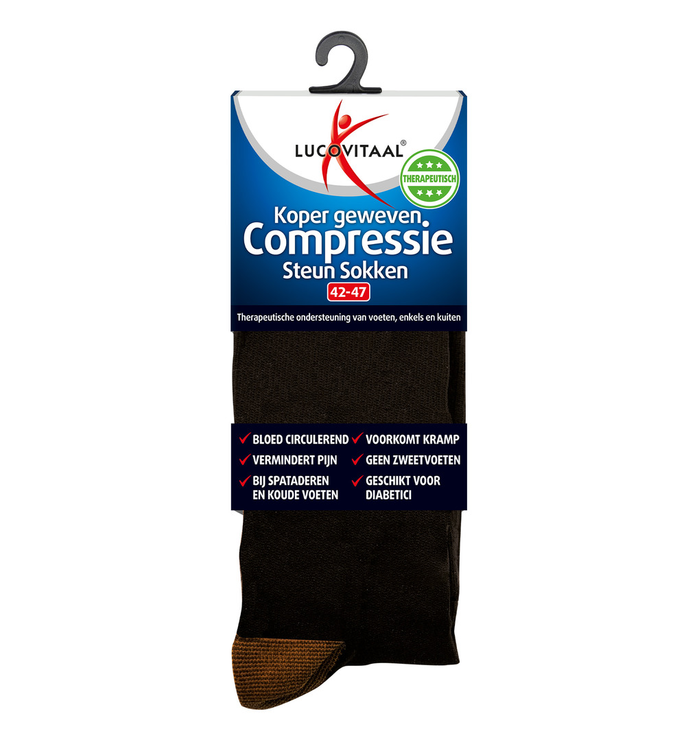 Lucovitaal Koper Compressie Sokken 42-47 Zwart (1 paar)