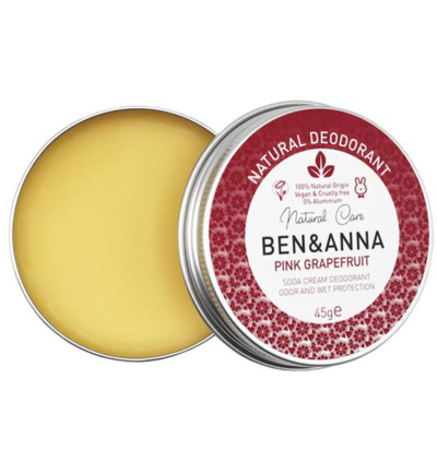 Ben & Anna Natural deodorant creme pinkgrapefruit blikje (45 gr)