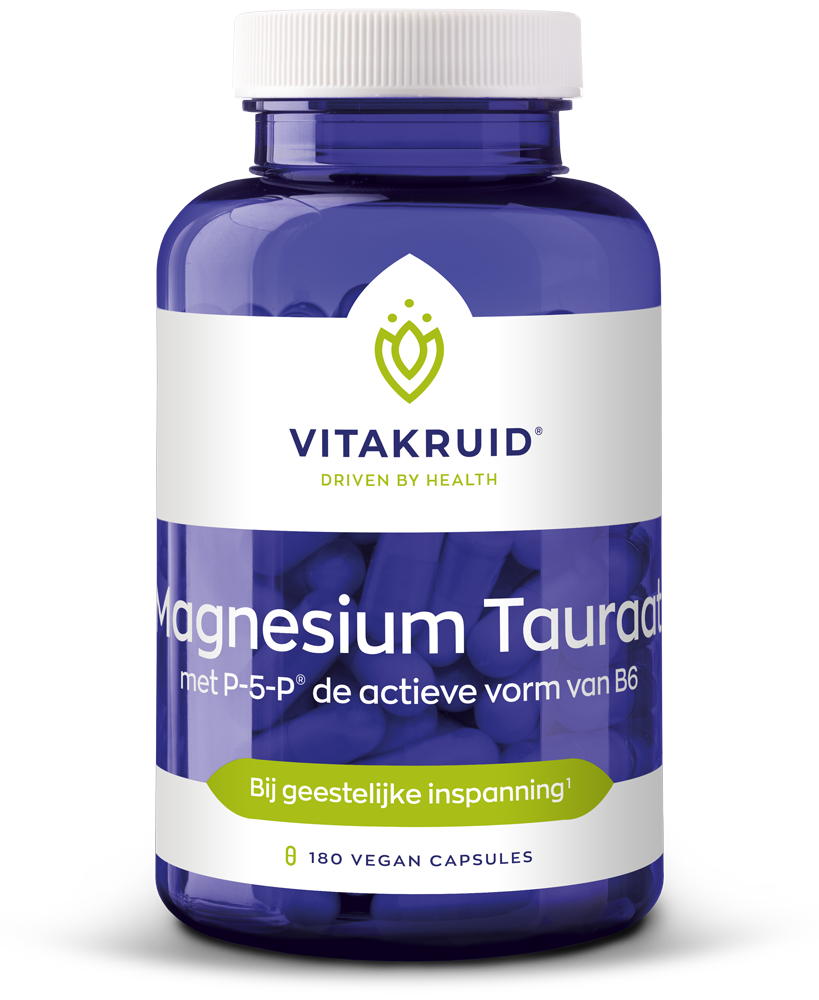 Vitakruid Magnesium Tauraat Met Vitamine B6 (P-5-P) (180 vega capsules)