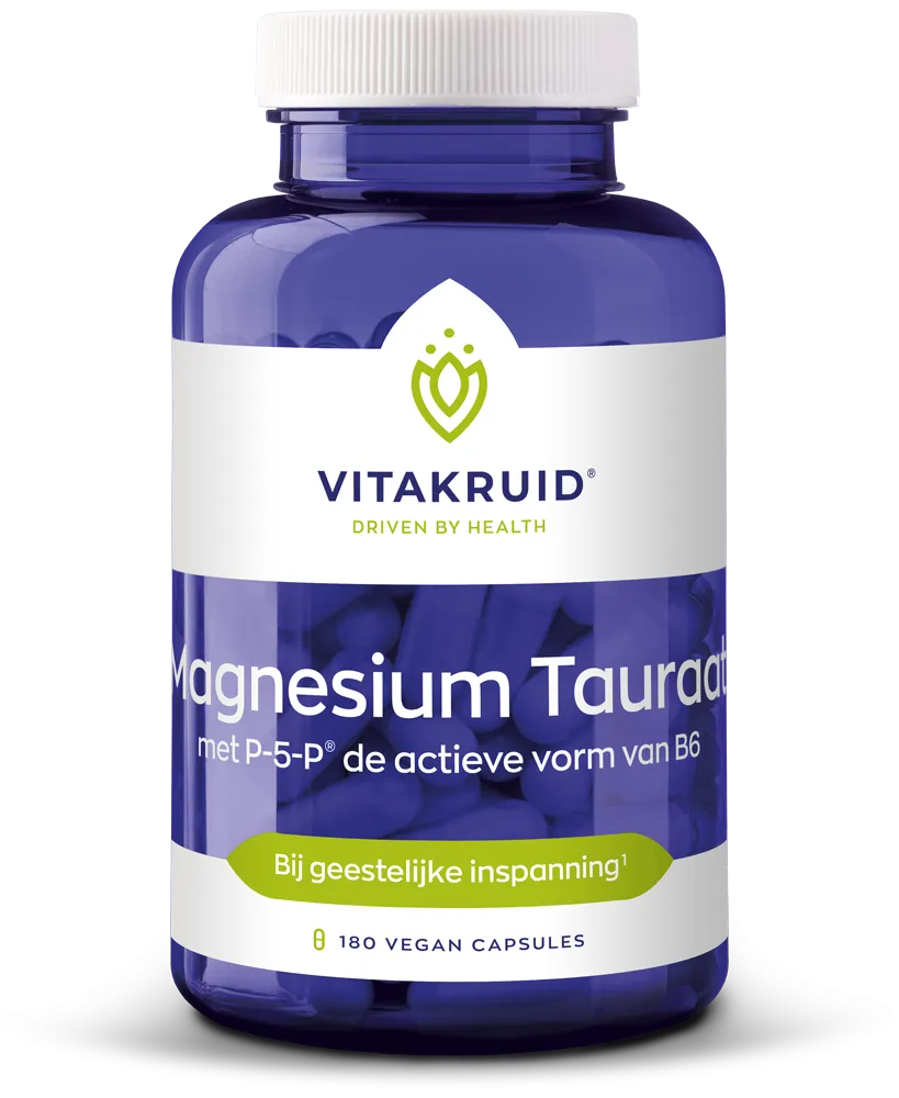 Vitakruid Magnesium Tauraat Met Vitamine B6 (P-5-P) (180 vega capsules)