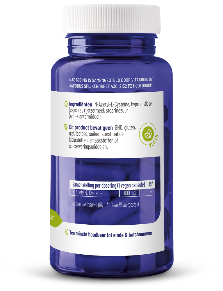Vitakruid Nac 0 Mg N-Acetyl-L-Cysteïne (60 vega capsules) - image 2