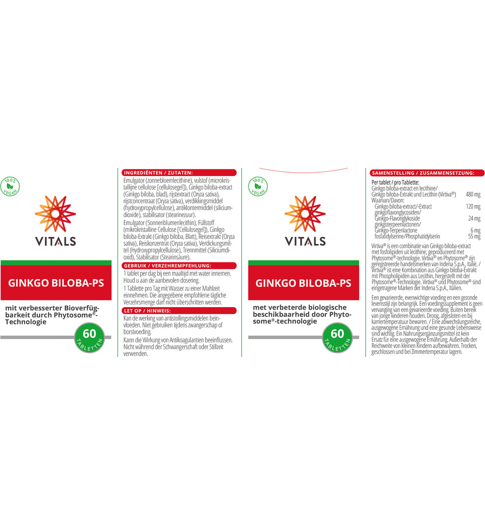 Vitals Ginkgo biloba PS 480 mg (60 tabletten) - image 3