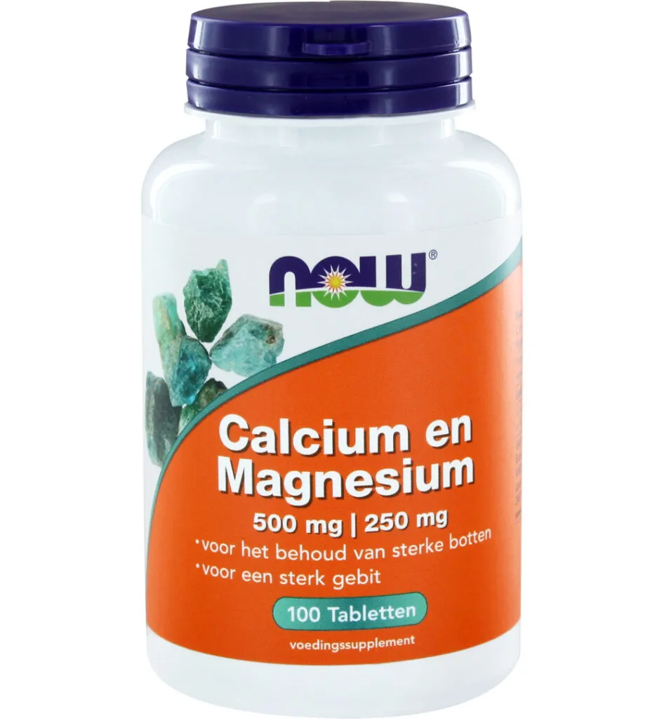 Now Calcium 500 mg en magnesium 250 mg (100 tabletten)