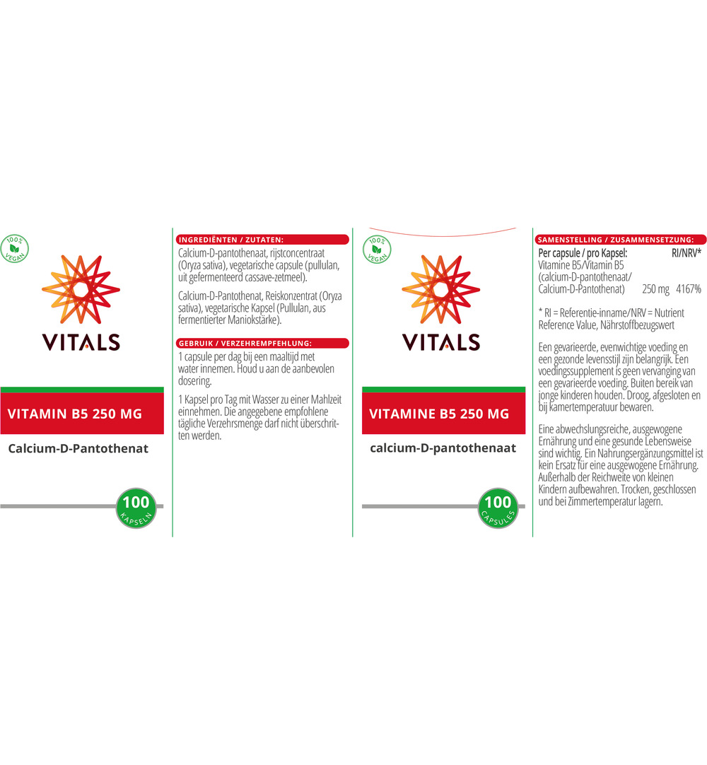 Vitals Vitamine B5 250 mg (100 capsules) - image 3