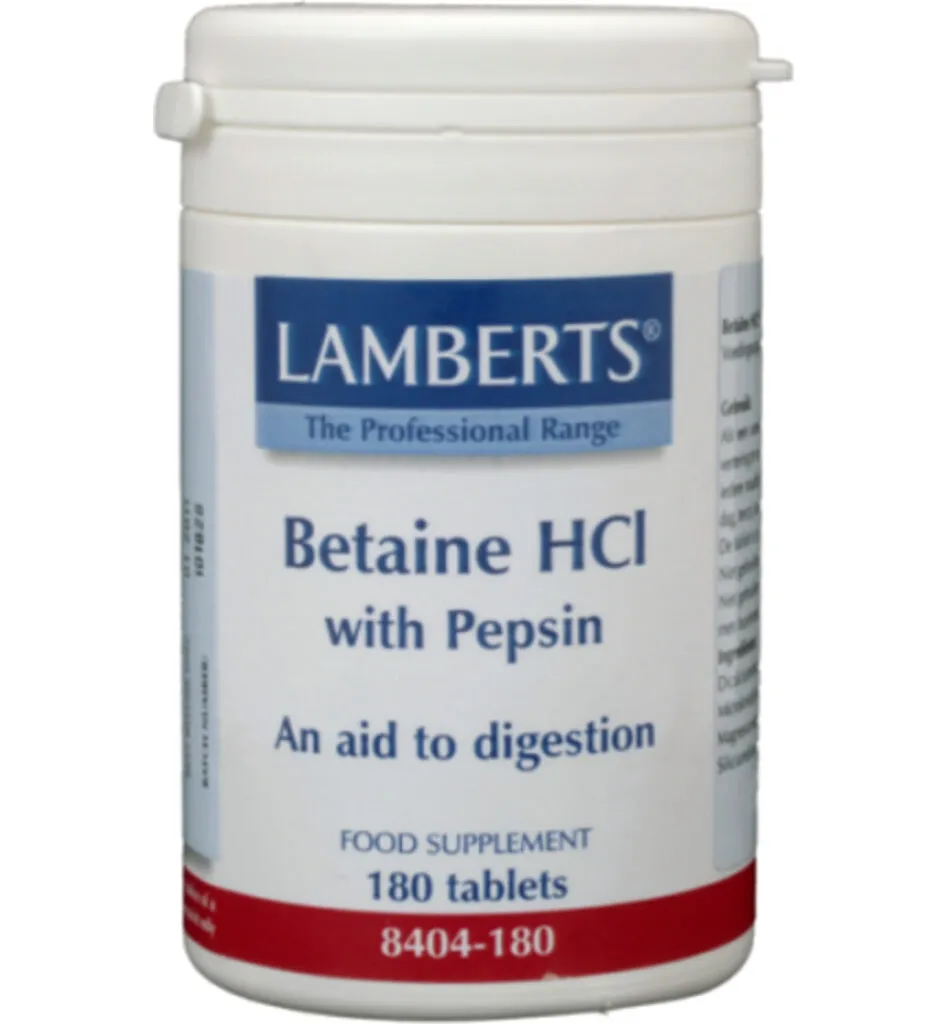Lamberts Betaine HCL 324mg/Pepsine 5mg (180 tabletten)