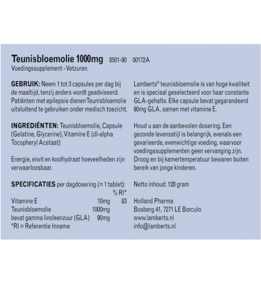 Lamberts Teunisbloemolie 1000Mg (90 capsules)