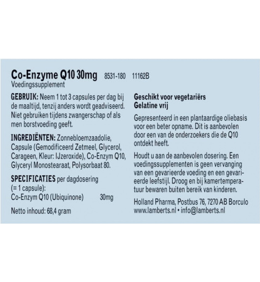 Lamberts Co enzym Q10 30mg (180 vega capsules)