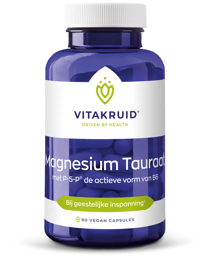 Vitakruid Magnesium Tauraat Met Vitamine B6 (P-5-P) (90 vega capsules)