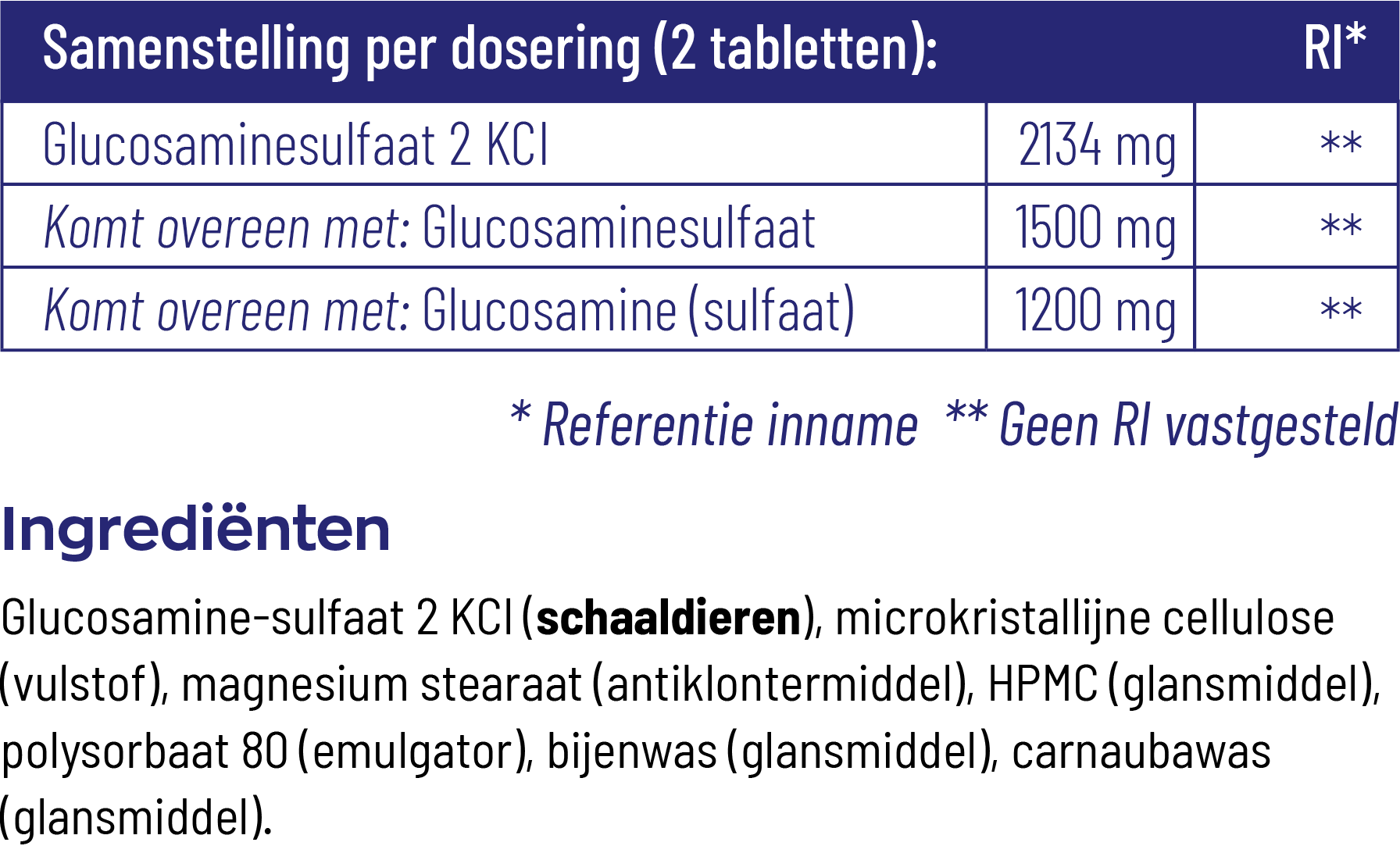 Vitakruid Glucosamine Sulfaat 2 Kci 1200Mg (120 tabletten) - image 3