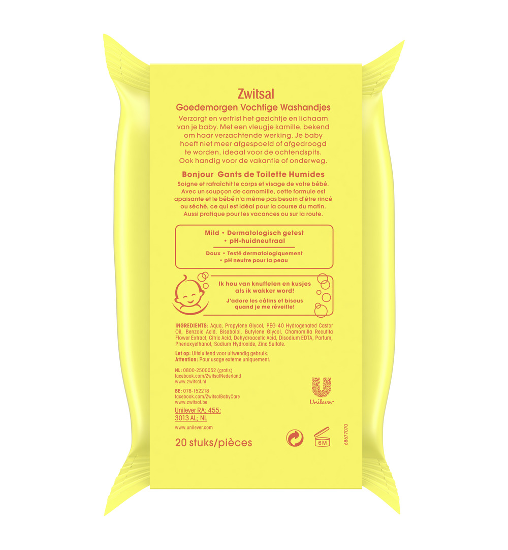 Zwitsal Goedemorgen vochtige washandjes (20 stuks) - image 2