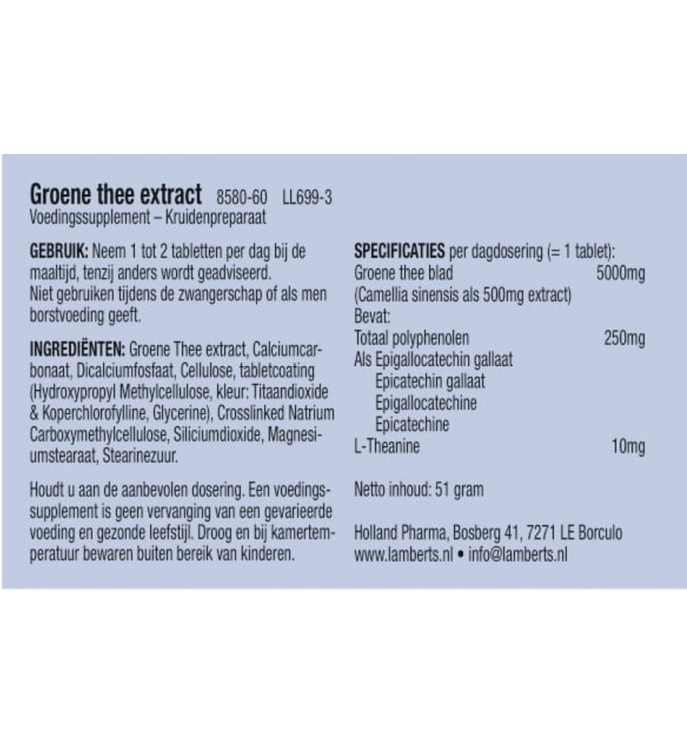 Lambertsgroene thee 5000mg (60 tabletten)