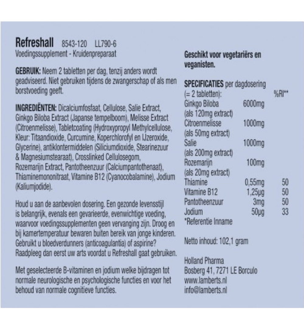 Lamberts Refreshall (120 tabletten)