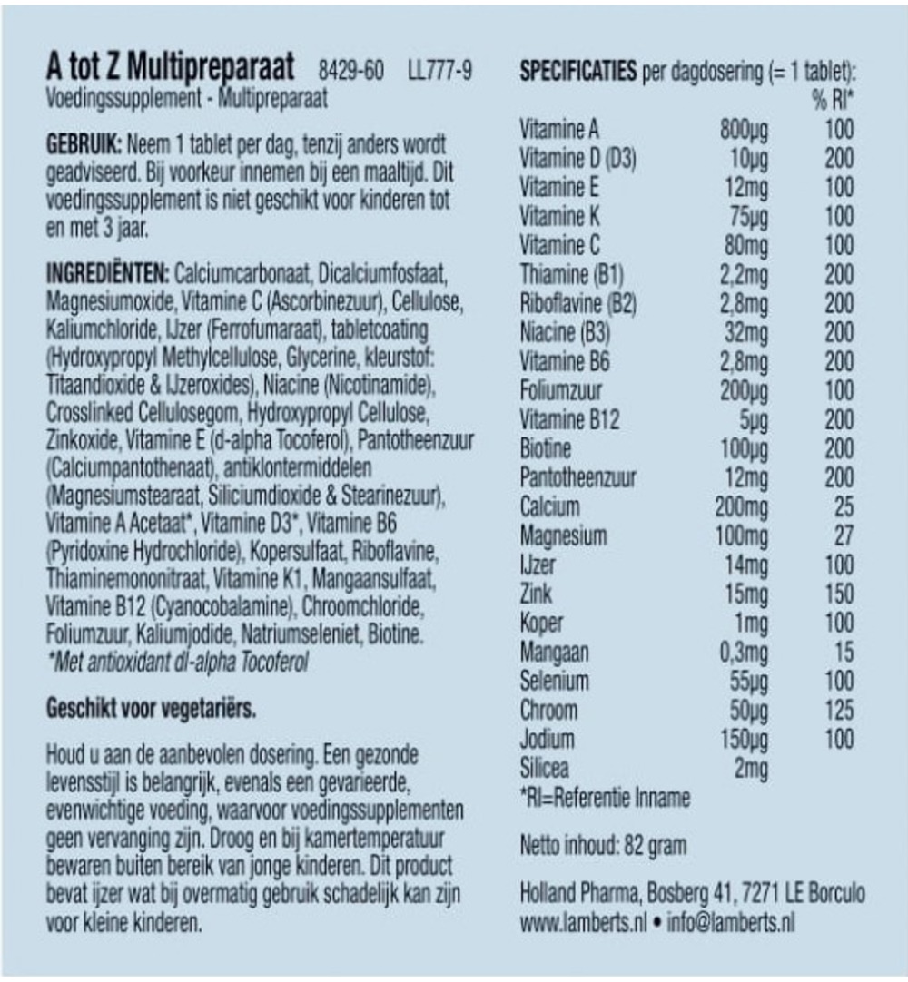 Lamberts A-Z Multi (60 tabletten)