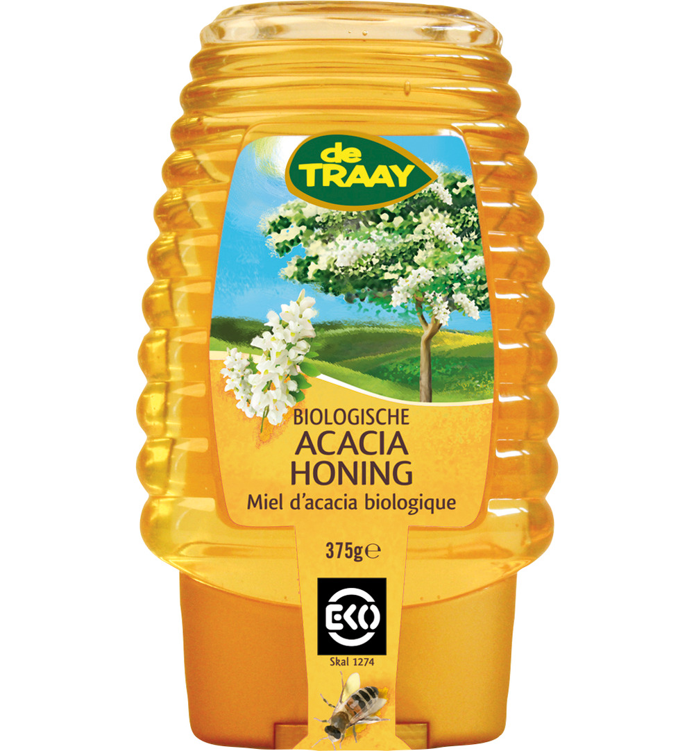 De Traay Acaciahoning Knijpfles Bio (375 gr)