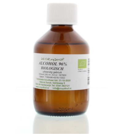 De Cruydhof Alcohol 96% inwendig en uitwendig bio (200 ml)