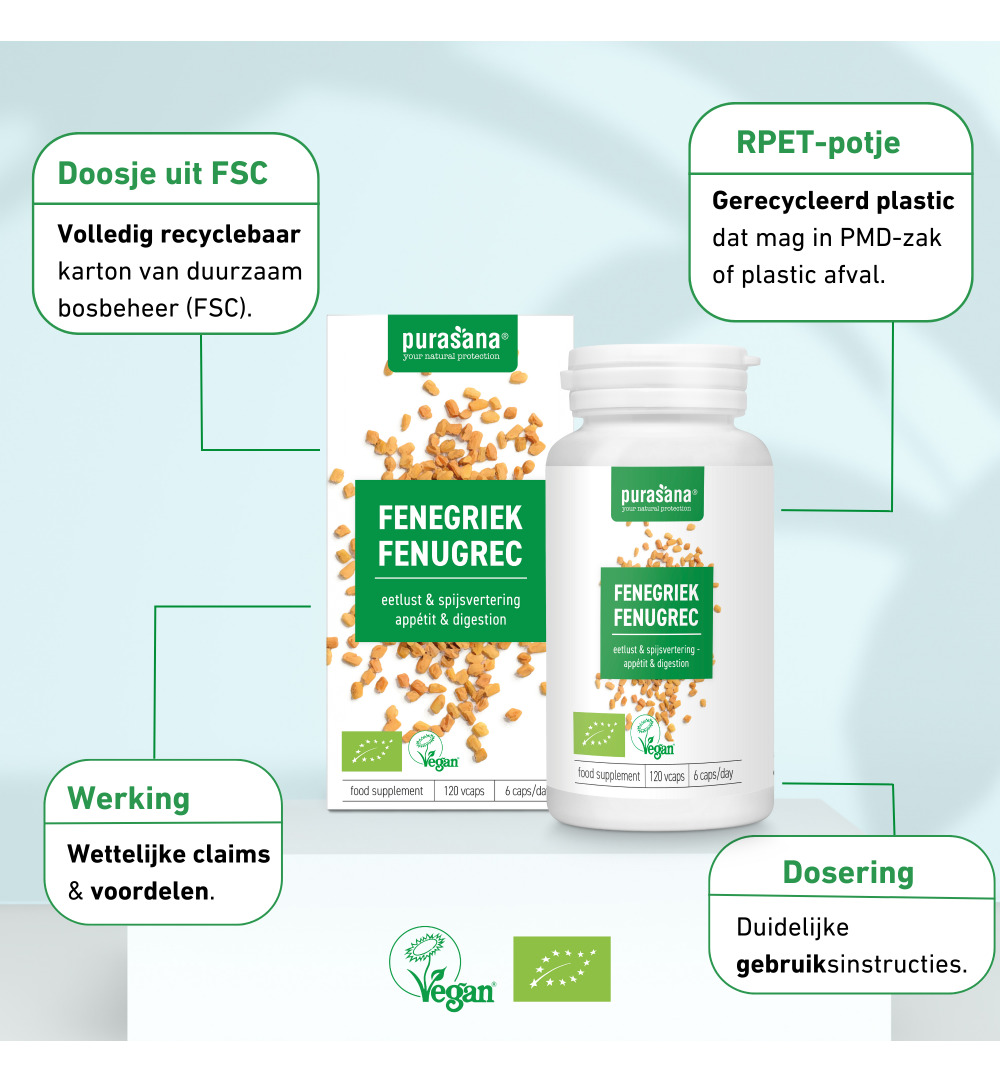 Purasana Fenegriek/Fenugrec Vegan Bio (120 vega capsules) - image 8