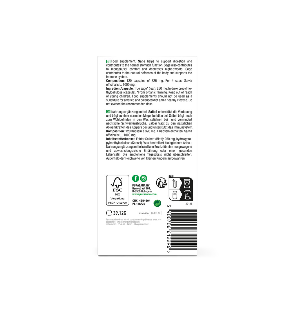 Purasana Salie/Sauge Vegan Bio (120 vega capsules) - image 3