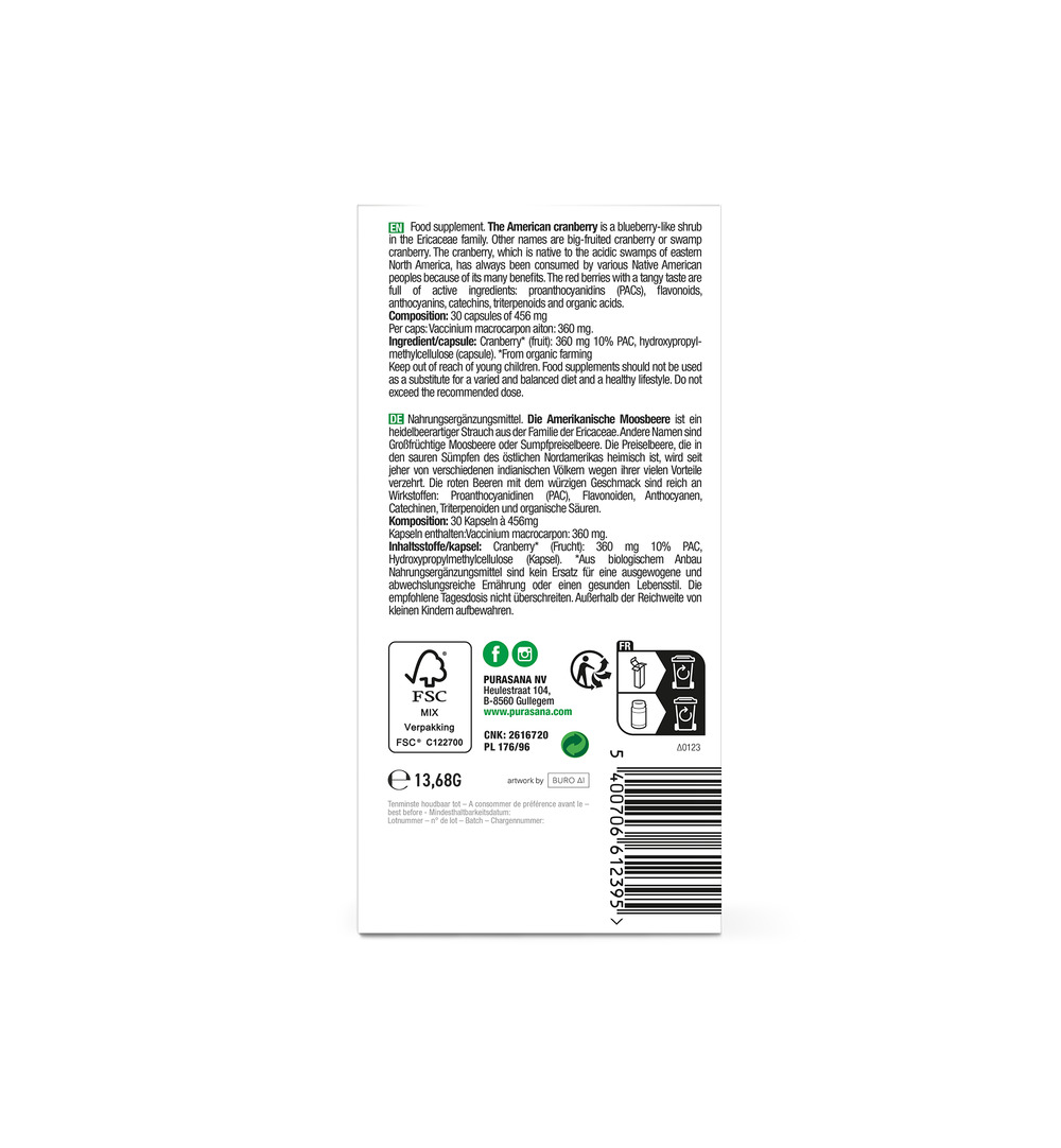 Purasana Cranberry/Canneberge Vegan Bio (30 vega capsules) - image 2