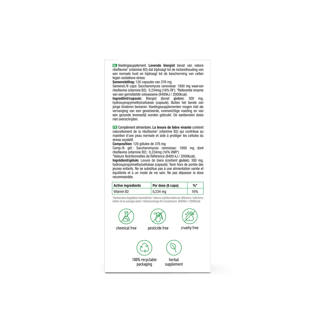 Purasana Levende Biergist/Levure De Biere Revivifiable (120 capsules) - image 2