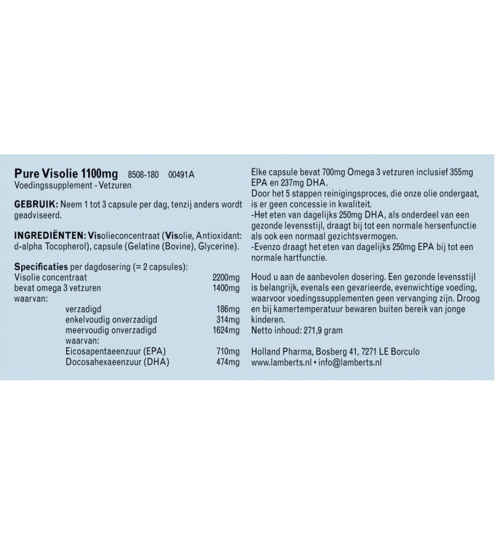 Lamberts Pure Visolie 1100Mg Omega 3 (180 capsules)