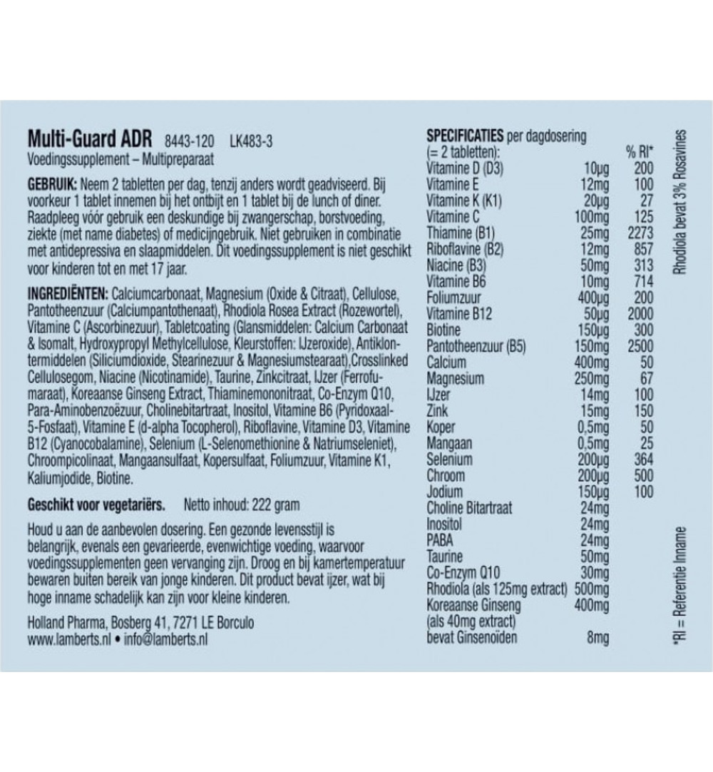 Lamberts Multi-guard ADR (120 tabletten)