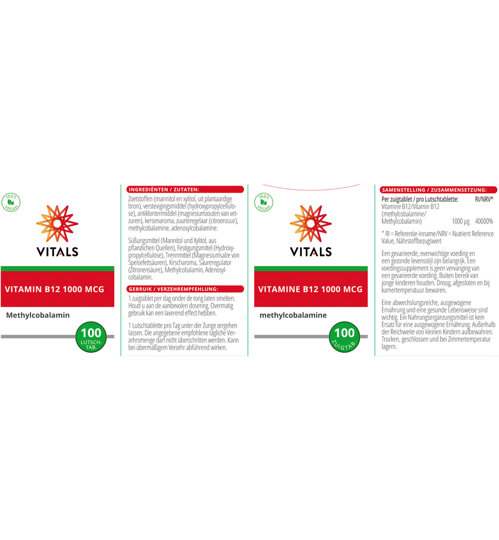 Vitals Vitamine B12 1000 Mcg (100 zuigtabletten) - image 3